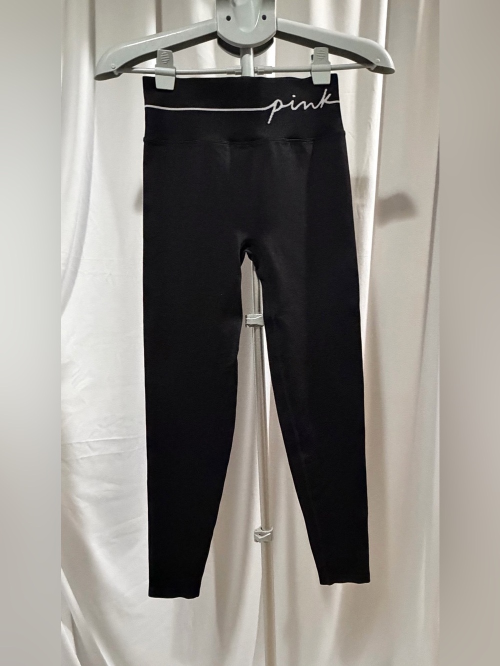PINK Victoria's Secret Black  Leggings with Script Waistband